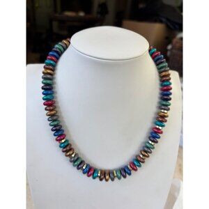 Colorful Multicolor Beaded Necklace With Metallic Finish - 18 Inches - Lobster C
